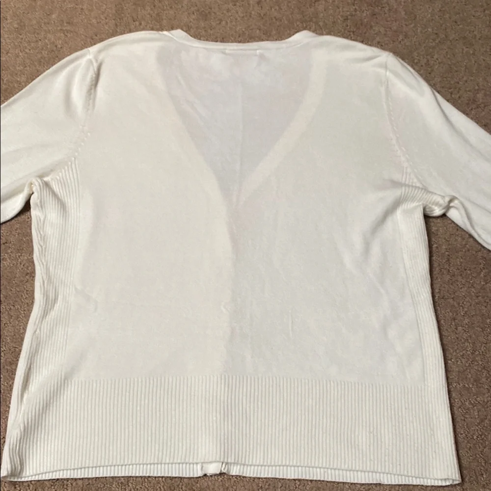 Chic White V-Neck Button Front 3/4 Sleeve Rayon Cardigan Academia Fall